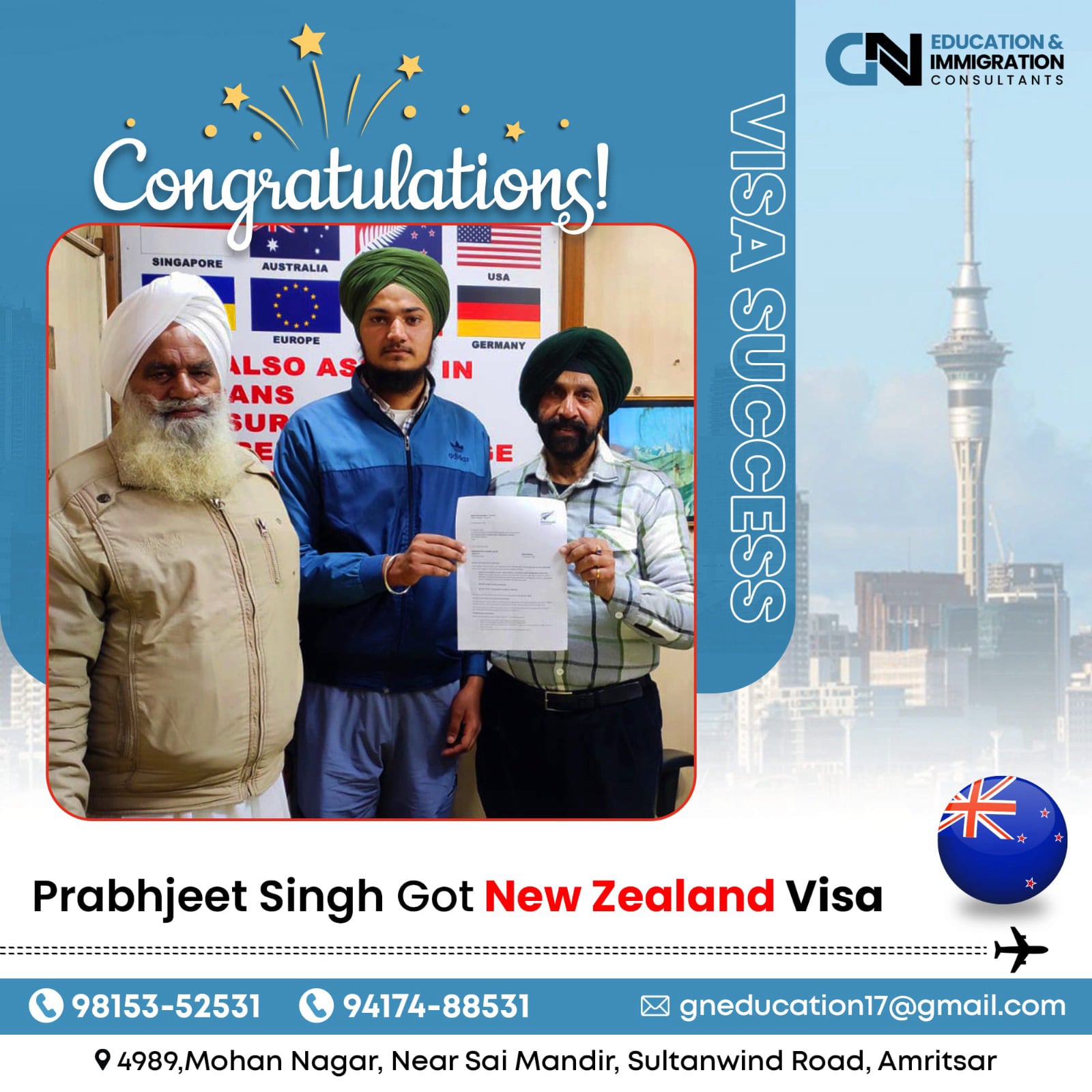 Success Stories of People who got their Visa by GN Education & Immigration